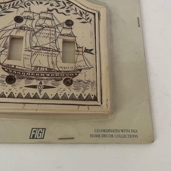 VINTAGE 1998 SEAFARER NAUTICAL DOUBLE SWITCHPLATE BY FIGI HOME DECOR COLLECTIONS - Picture 2 of 8
